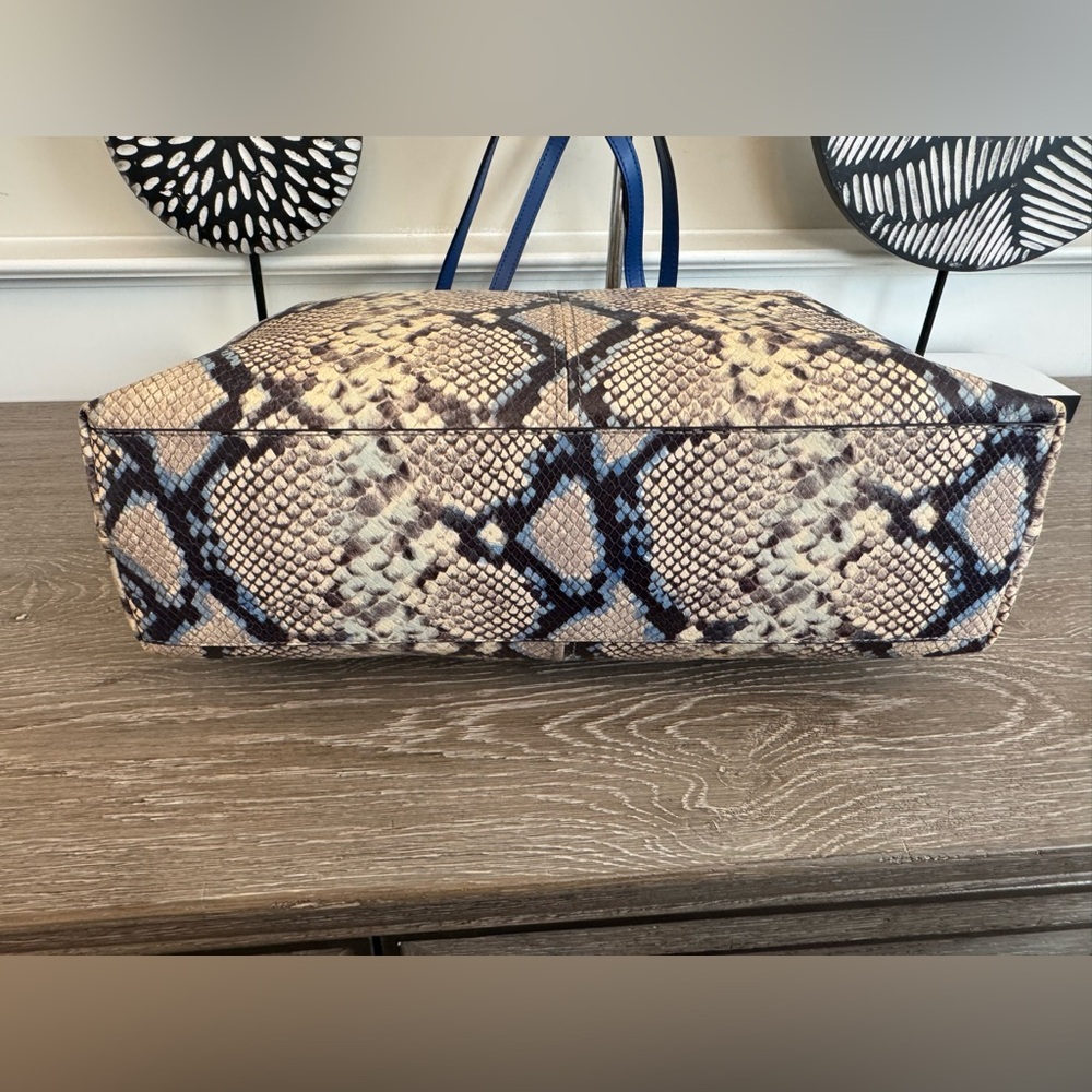 Michael Kors Snake Print Tote in Blue and Tan - Picture 9 of 13